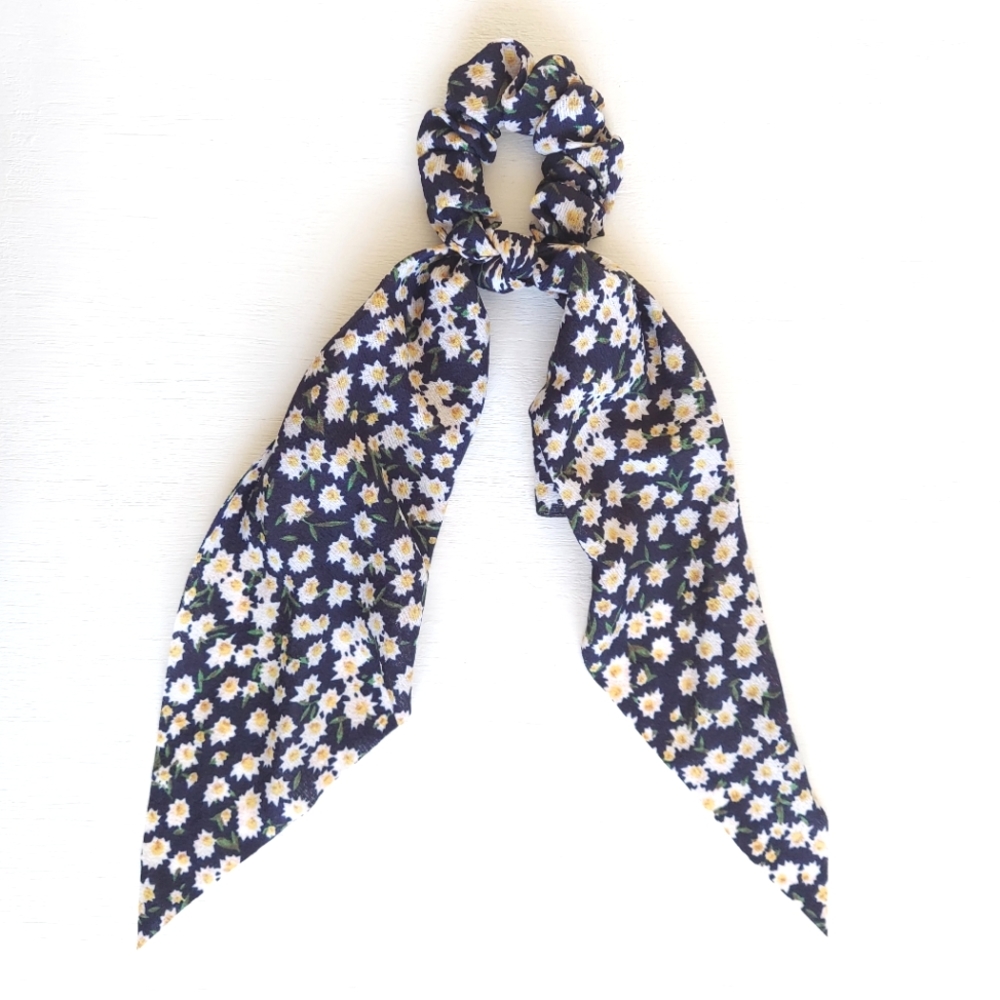 Ashlee Floral Hair Scarf - Navy